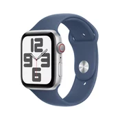 Apple Watch SE: GPS + Cellular, 44mm, ohišje iz aluminija v srebrni barvi, pašček Sport Band v denim barvi - S/M