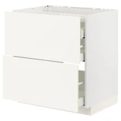 METOD / MAXIMERA Pod.elem.grej.ploca/2front/3fiok, bela/Vallstena bela, 80x60 cm