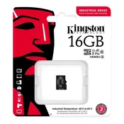 KINGSTON MEMORY CARD 16GB microSDHC Industrial - Class 10, A1, - bez adaptera SDCIT2/16GBSP