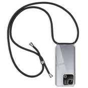 Silikonski ovitek Rosyheart z vrvico za Xiaomi Redmi 10A/9C – Prozoren/Črna vrvica