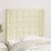 Greatstore Vzglavje z ušesi krem 103x16x118/128 cm umetno usnje