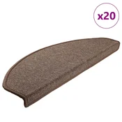 VIDAXL samolepilna preproga za stopnice, polkrožna, kavna rjava, 65×24×4 cm, 20 kos