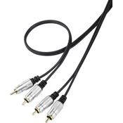 SpeaKa Professional SpeaKa Professional SP-7870144 cinch avdio priključni kabel [2x moški cinch konektor - 2x moški cinch konektor] 1.00 m črna super mehki plašč\, pozlačeni konektorji, (20431652)