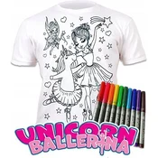 Majica za slikanje SAMOROG IN BALERINA + 10 pralnih flomastrov 7-8 let