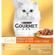 Gourmet GOLD 8x85g koščki v soku z zelenjavo
