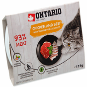 Mokra hrana ONTARIO piščanec in govedina s tavrinom 115 g