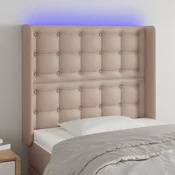 Vidaxl vidaXL LED vzglavje postelje, kapučino, 103x16x118/128 cm, umetno usnje