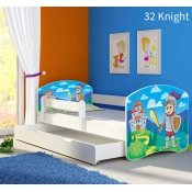 Dječji krevet ACMA s motivom, bočna bijela + ladica 180x80 cm 32-knight