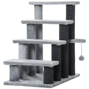 PawHut PawHut Stopnice za hišne ljubljenčke, mačje stopnice, 4-stopenjske pasje stopnice, stopnice za hišne ljubljenčke, 60 x 40 x 64 cm, (5000240296)