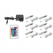 6x RGB LED sponke za steklene police, komplet sponk, bel kabel