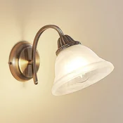 Lindby stensko svetilo Mialina, 20 cm, starinska medenina, kovina, steklo - Dnevna soba/jedilnica - beli alabaster, starinska medenina