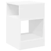 Vidaxl Stranska miza Bela 30,5 x 30 x 45 cm Konstruiran les