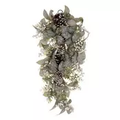 Autronic Okrasitev Leaves, berries and cones - artificial curtain, green-white, with pearl (PRZ4014)