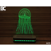 Black Cut 3D Lampa Meduza, Zelena