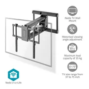 Nedis SmartLife motoriziran stenski nosilec za TV | 37–75 palcev | do 35 kg | vrtljiv | 153–485 mm od stene | daljinsko upravljanje | ABS/jeklo | črna