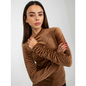 Brown velvet blouse RUE PARIS with ruffled sleeves