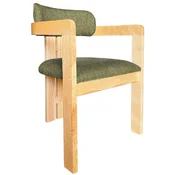 Casa Padrino luxury dining room chair with armrests green/natural 56 x 54 x H. 82 cm - Solid wood kitchen chair - Dining room furniture - Restaurant furniture - Luxury solid wood furniture