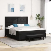 Vidaxl Postelja z vzmetnico z vzmetnico Črna 180 x 200 cm blago