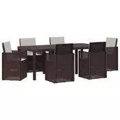 Vrtni set za objed s jastukom 7 pcs Smeda i svjetlosiva PP