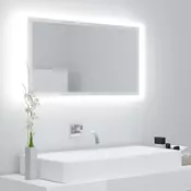 vidaXL LED kupaonsko ogledalo visoki sjaj bijelo 80x8,5x37 cm iverica