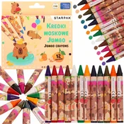 STARPAK KAPIBARA JUMBO voščene barvice za otroke, debele šolske barvice, komplet 12 barv