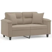 Vidaxl Kavč dvosed z blazinami taupe 120 cm tkanina iz mikrovlaken