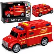 LEAN TOYS Reševalno vozilo rešilec SOS, rdeče, s lučmi in zvoki