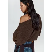 Pull&Bear Pulover temno rjava