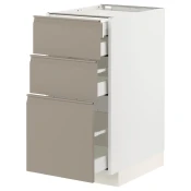 METOD / MAXIMERA Pod.elem.3front/2dnj/1srd/1vis.fiok, bela/Upplöv tamnobež, mat, 40x60 cm