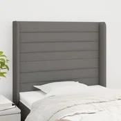 Greatstore Vzglavje z ušesi temno siv 103x16x118/128 cm blago
