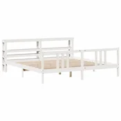 Vidaxl Posteljni okvir z vzglavjem brez vzmetnice bel 200x200 cm