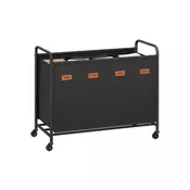 Songmics Košara za perilo 2 predelka 79x40x91 cm Črna