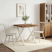 vidaXL 90 x 90 x 75 cm Masiven les akacije Naravna in bela Kvadrat