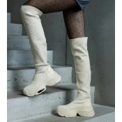 Gemre Lokira beige boots with elastic upper on chunky sole