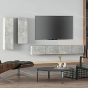 Greatstore Komplet TV omaric 4-delni betonsko siv inženirski les