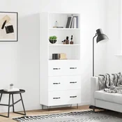 Greatstore Visoka omara bela 69,5x34x180 cm inženirski les