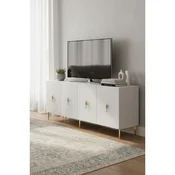 Hanah Home komoda Salkim 180, 180 cm, bela / zlatna