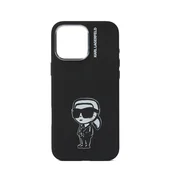 Karl Lagerfeld Etui za telefon iPhone 16 Pro Max svetlo siva/črna