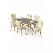 HANAH HOME Rasklopivi trpezarijski sto i stolice (7 delova) Esla Anthracite Gold Cream