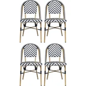 Casa Padrino luxury dining room chair set of 4 white/black/beige 49 x 46 x H. 91 cm - Luxury rattan garden chairs - Dining room furniture - Garden furniture - Luxury furniture