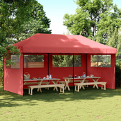 vidaXL Zložljivi pop-up šotor za zabave 3 stranice bordo