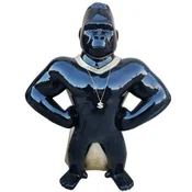 Casa Padrino luxury decorative sculpture gorilla monkey black/gold H. 75 cm - Weatherproof decorative figure - Living room decorative figure - Garden decorative figure - Decorative animal figure