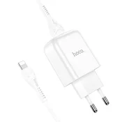 Hoco Mrežni polnilnik za telefon Hoco USB-A 2A 10 W + kabel USB-A na Lightning N2, bel