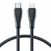 Joyroom Trpežni kabel za iPhone Surpass Series USB-C - Lightning 20 W 0,25 m črn