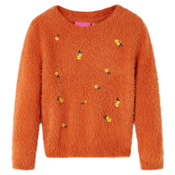 shumee Otroški pulover pleten žgano oranžen 140