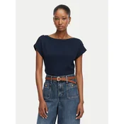 TOMMY HILFIGER Majica Gold-tone Button  temno modra