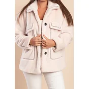 Plus size krajši plašč, krem