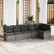 Sjedeća garnitura za vrt 6 kom. Siva poliratan 297,5 x 132,5 x 69 cm