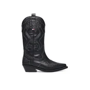 Kavbojski škornji Tommy Jeans Archive Cowboy Boot Leather EN0EN03046 Črna