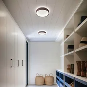 Linea Light LED stenska svetilka Iside, rjava, kovina, O 35 cm, IP40 - Dnevna soba/jedilnica - Sodobni - temno rjava